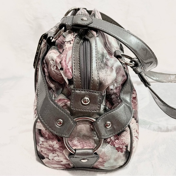 Sharif 1827 Pink/Silver Floral Shoulder Bag With Detachable Mirrored Pouch NWOT - Picture 14 of 14